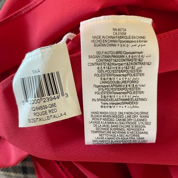 BCBG MAXAZRIA MAIA ROUGE RED COCKTAIL NUDE MESH TOP PINTUCK GEORGETTE DRESS 4 - Picture 9 of 9